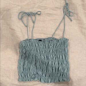 Urban Outfitters Blue Smocked Crop Top